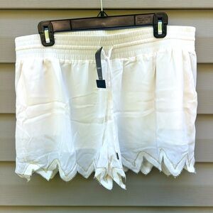 Vintage Bebe Y2K ivory matte satin pull on dress shorts new tags deadstock Lg